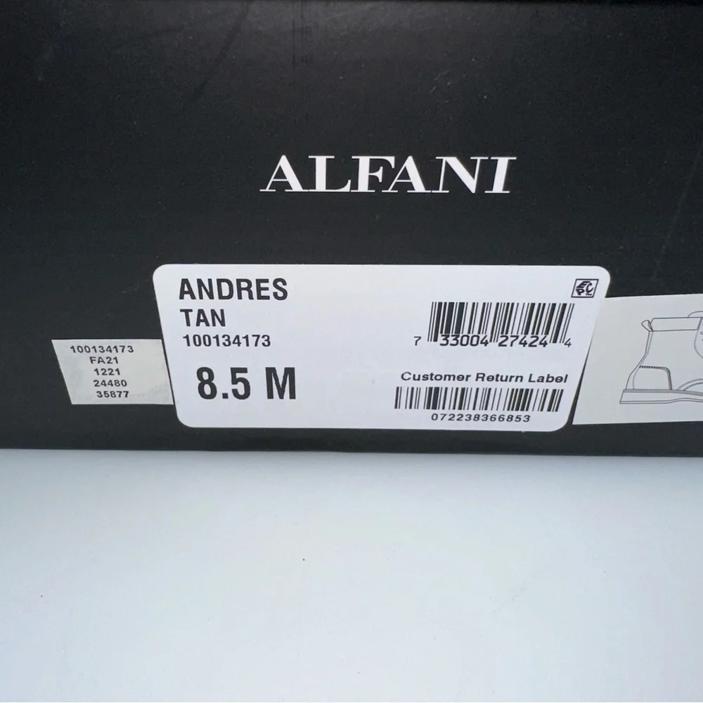 Alfani Men's Andres Lace Up Ankle Boot Leather Tan Size 8.5M